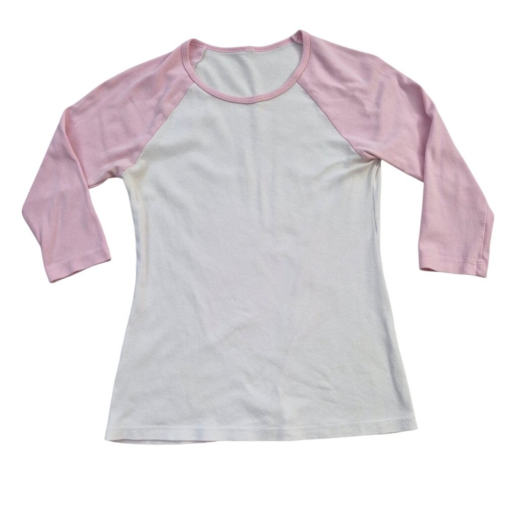 4 Baseball tees 3/4 Sleeve - 1 B+W / 1 White & pink / 2 Gray & Black Size S - Picture 3 of 10